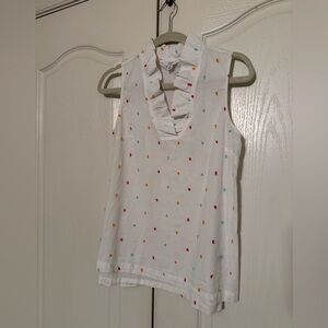 Crown & Ivy White Blouse with Colorful Accents